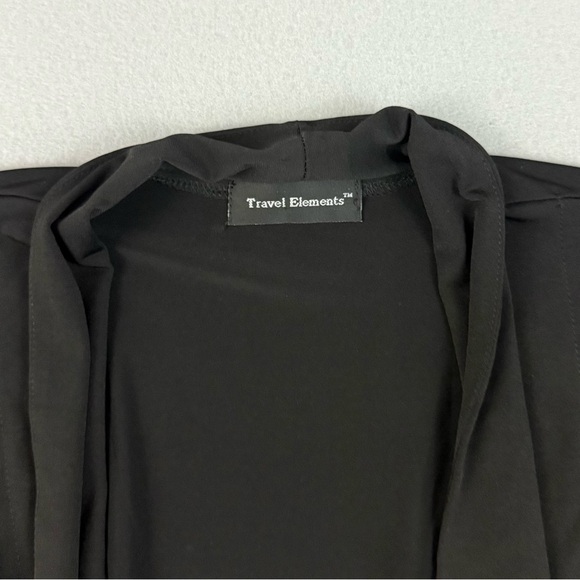 Travel Elements Cardigan Women's Medium Three Quarter Sleeve Open Front Black - Picture 6 of 12